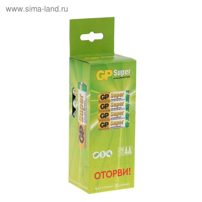 Батарейка алкалиновая GP Super, AA, LR6-40BOX, 1.5В, набор, 40 шт. Батарейка алкалиновая GP Super, AA, LR6-40BOX, 1.5В, набор, 40 шт.