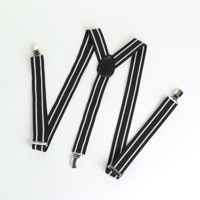 Подтяжки взрослые, ширина 2,5 см, цвет чёрный/белый Подтяжки взрослые, ширина 2,5 см, цвет чёрный/белый