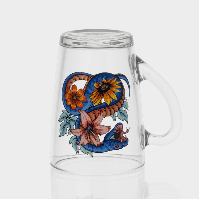 Кружка стеклянная кофейная «Цветы и змеи», 300 мл, МИКС
