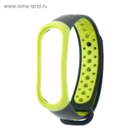 Ремешок для фитнес-браслета Mi Band 3/4 Luazon, с перфорацией, черно-зеленый