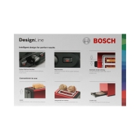 Тостер Bosch TAT4P424, 970 Вт, 6 режимов прожарки, 2 тоста, красно-чёрный