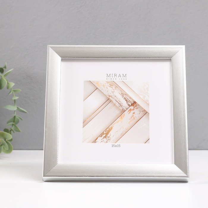 Фоторамка пластик Фоторамка пластик "Gallery" 15х15 см серебро (пластиковый экран)