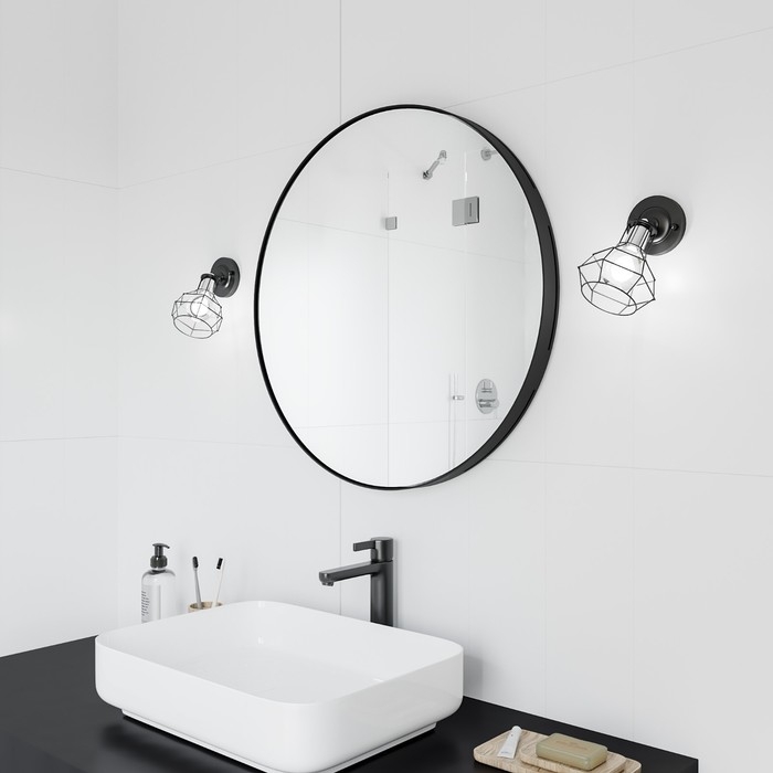 Зеркало круглое, черное, диаметр 55 см Зеркало круглое, черное, диаметр 55 см