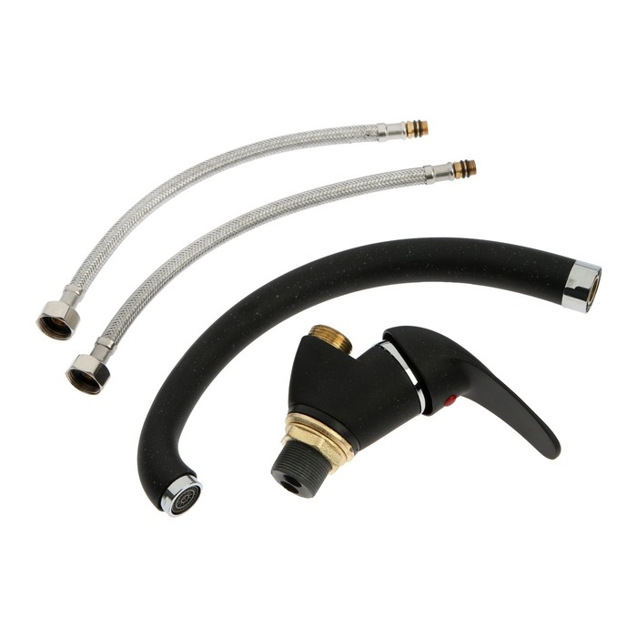 Смеситель для кухни Смеситель для кухни "АМУР" BY 2010-01 S B TYE-2109, однорычажный, излив 150 мм, черный