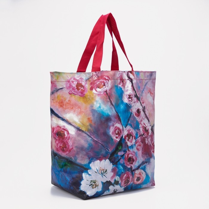 Сумка хозяйственная без застёжки, цвет разноцветный/фиолетовый Сумка хозяйственная без застёжки, цвет разноцветный/фиолетовый