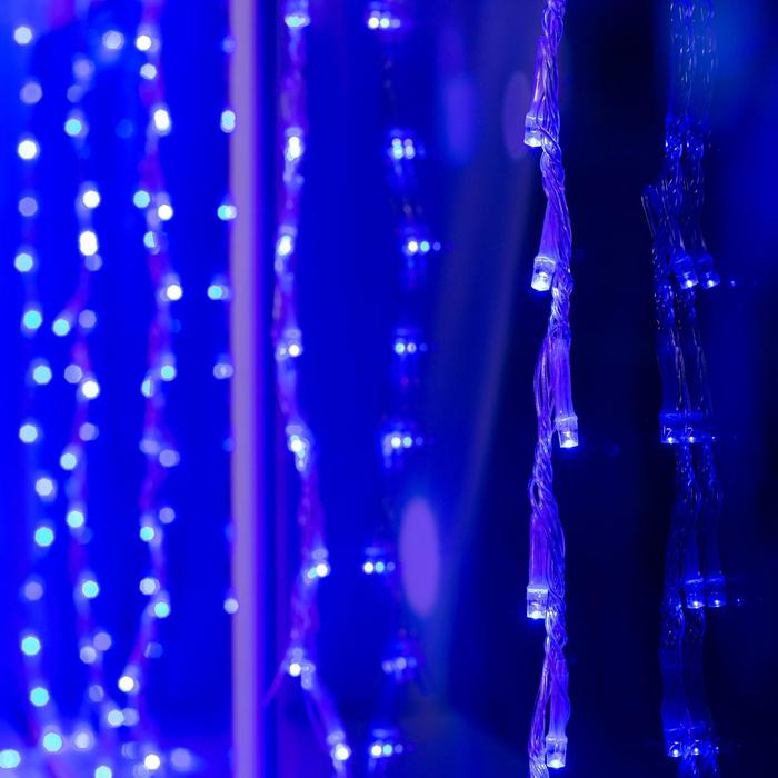 Гирлянда «Водопад» 2 × 1.5 м, IP20, прозрачная нить, 400 LED, свечение синее, 8 режимов, 220 В