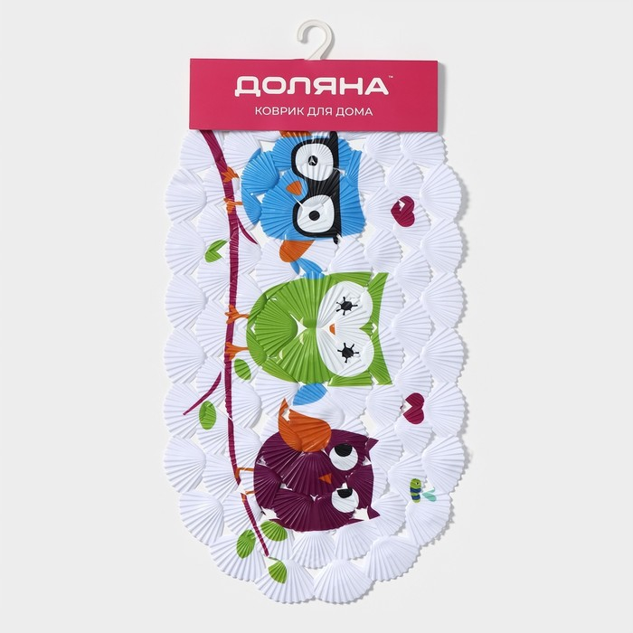 Коврик противоскользящий в ванну на присосках Доляна «Совы», 37×67 см Коврик противоскользящий в ванну на присосках Доляна «Совы», 37×67 см