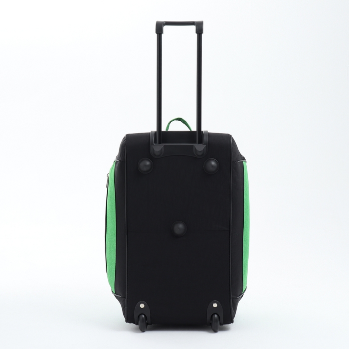 Сумка дорожная на колёсах, отдел на молнии, отдел для обуви, 3 наружных кармана, цвет чёрный/зелёный Сумка дорожная на колёсах, отдел на молнии, отдел для обуви, 3 наружных кармана, цвет чёрный/зелёный