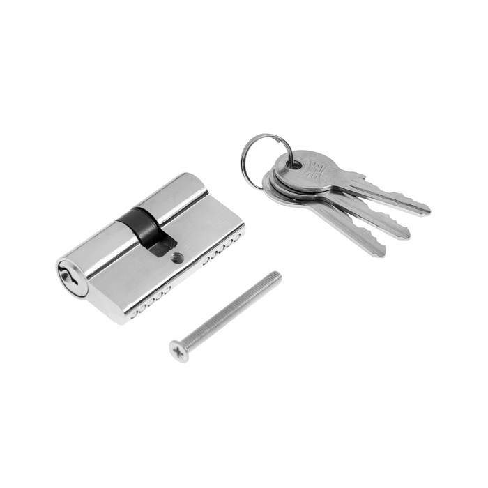 Цилиндровый механизм, 60 мм, английский ключ, 3 ключа, хром Цилиндровый механизм, 60 мм, английский ключ, 3 ключа, хром