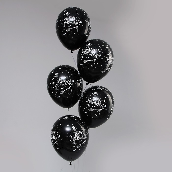 Воздушный шар латексный 12 Воздушный шар латексный 12" «Хеллоуин», пастель, цвет чёрный, 15 шт.