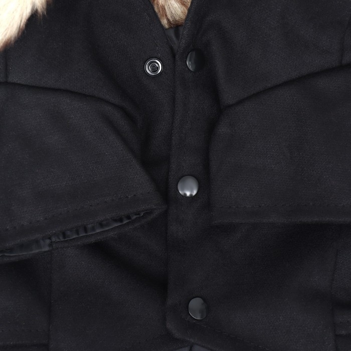 Пальто для собак, размер M (ДС 30, ОГ 44-45, ОШ 29-30 см), чёрное Пальто для собак, размер M (ДС 30, ОГ 44-45, ОШ 29-30 см), чёрное