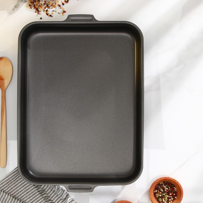 Противень прямоугольный, 27×35 см, h=6,3 см, с крышкой, антипригарное покрытие, цвет синий Противень прямоугольный, 27×35 см, h=6,3 см, с крышкой, антипригарное покрытие, цвет синий