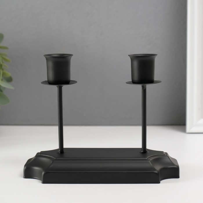 Подсвечник металл на 2 свечи Подсвечник металл на 2 свечи "Аристотель" чёрный d=2,5 см 8х16х12 см