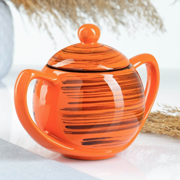 Сахарница "Элегант" 0,4л / 10х13см, оранжевая полоска