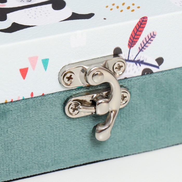 Шкатулка дерево Шкатулка дерево "Панды-индейцы" кожзам и бархат 5,5х24х17 см