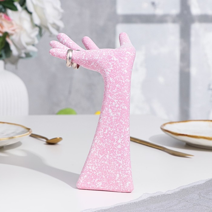 Подставка для колец Подставка для колец "Рука", розовый, 17х7,8х10,4 см