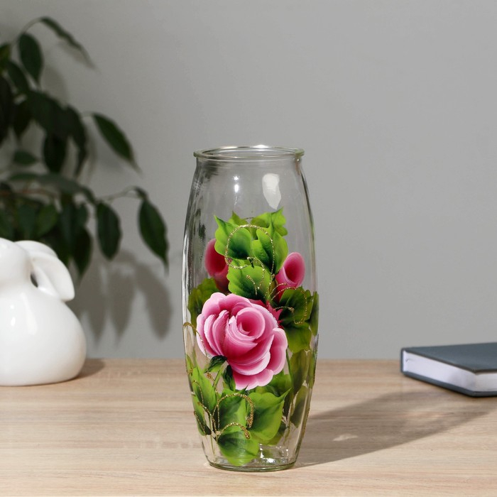 Ваза Ваза "Роза" роспись на проз.стекле, d-7см 10х23 см