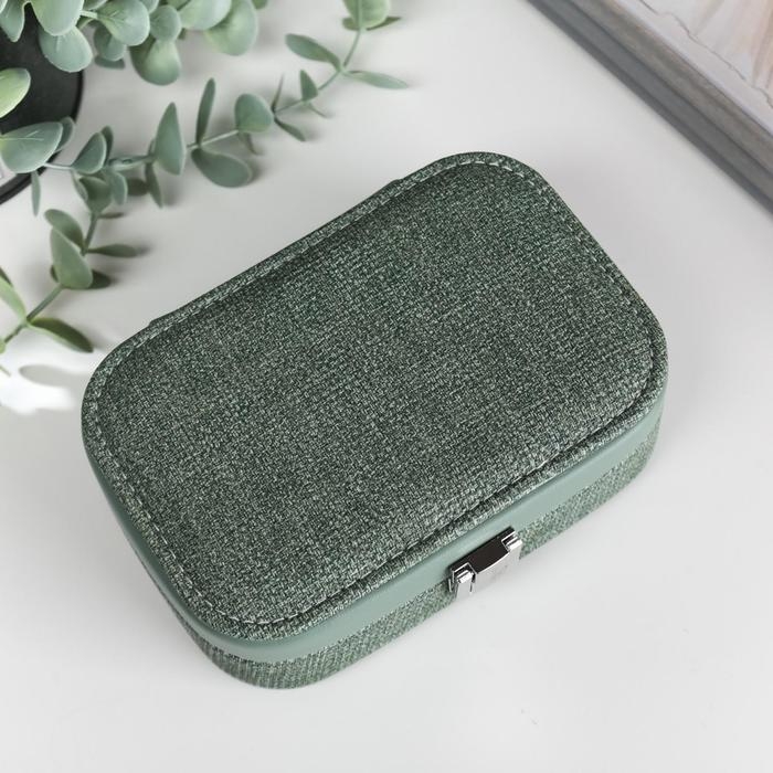 Шкатулка кожзам для украшений  Шкатулка кожзам для украшений "Зелёная" комбинированная 4,5х10х15 см