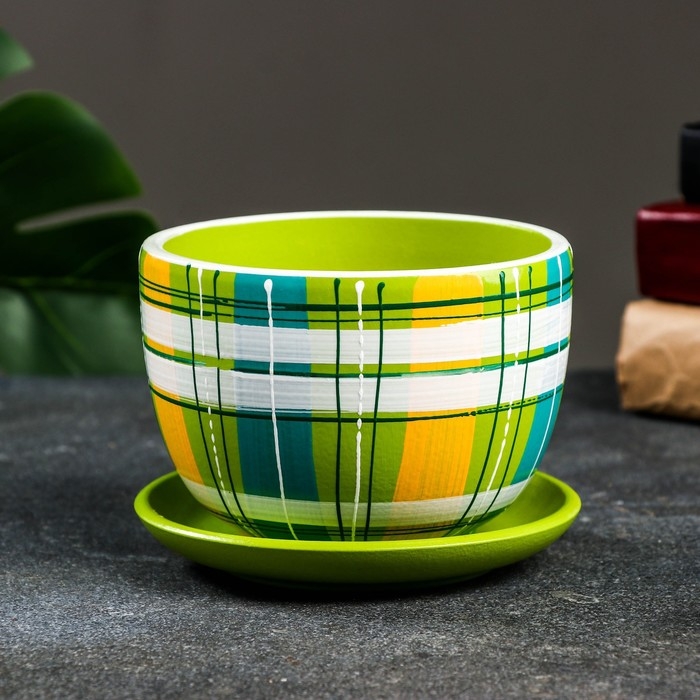 Горшок цветочный Горшок цветочный "Английская клетка" разноцветный, 0,5 л