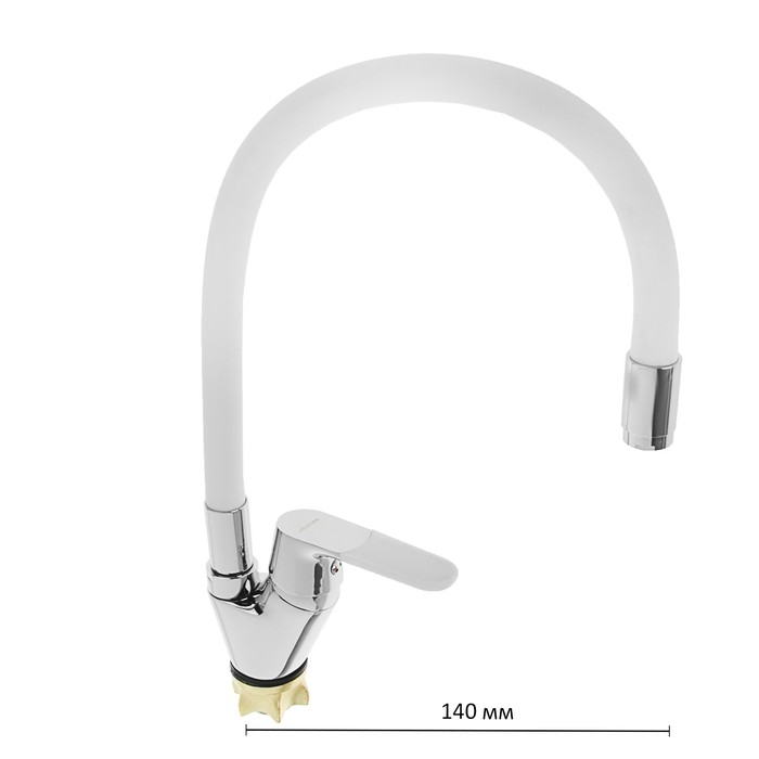 Cмеситель для кухни Accoona A4819G, однорычажный, силиконовый излив, латунь, белый/хром Cмеситель для кухни Accoona A4819G, однорычажный, силиконовый излив, латунь, белый/хром