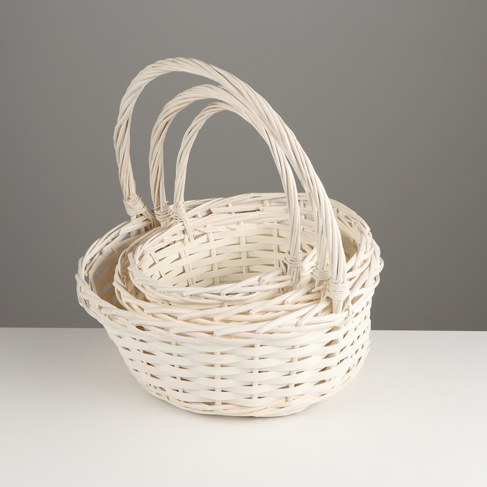 Набор корзин плетеных, 37х37х14/37 см / 31х31х12,5/32 см / 25х25х11/27 см, 3 шт, ива Набор корзин плетеных, 37х37х14/37 см / 31х31х12,5/32 см / 25х25х11/27 см, 3 шт, ива