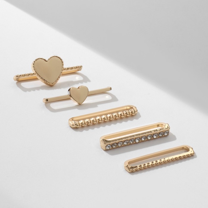 Шармы на ремешок для часов «Сердечки», набор 5 шт., цвет бело-коричневый в золоте Шармы на ремешок для часов «Сердечки», набор 5 шт., цвет бело-коричневый в золоте