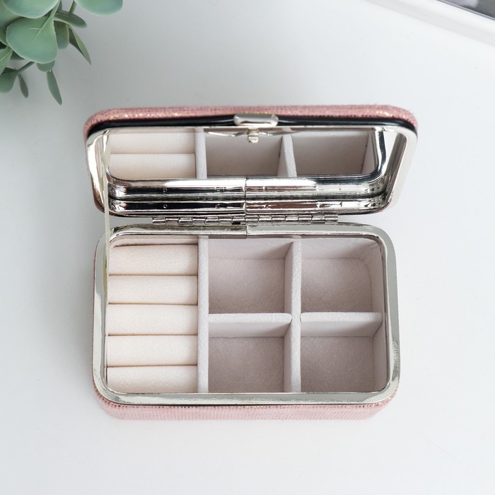 Шкатулка кожзам для украшений  Шкатулка кожзам для украшений "Мелкие квадратики. Розовый" 6х7х12 см