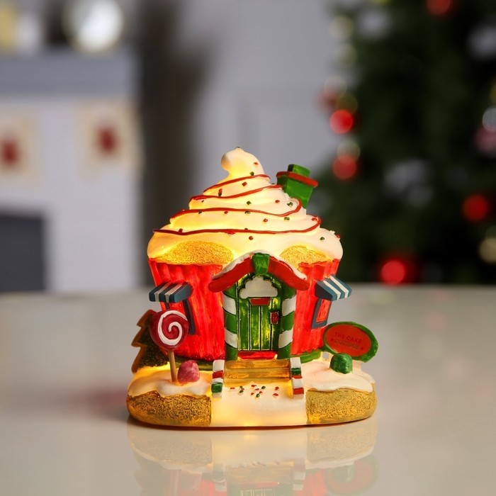 Светодиодная фигура «Домик из сладостей» 13 × 12 × 9 см, полистоун, батарейки LR44х2 (в комплекте), свечение тёплое белое Светодиодная фигура «Домик из сладостей» 13 × 12 × 9 см, полистоун, батарейки LR44х2 (в комплекте), свечение тёплое белое