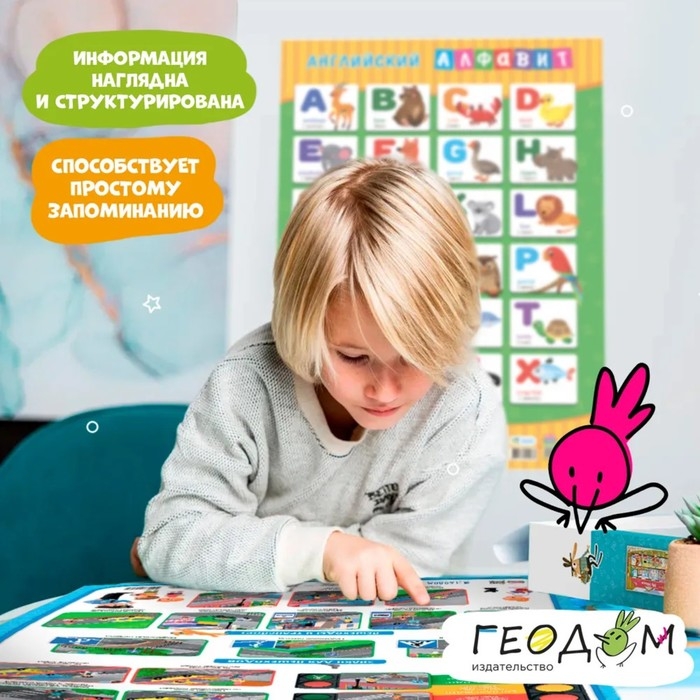 Набор обучающих плакатов «Азбука, английский алфавит, правила юного пешехода», 3 в 1