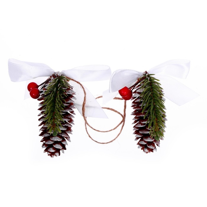 Декоративное украшение с подвеской «Шишки, ягодки» 2 шт. Декоративное украшение с подвеской «Шишки, ягодки» 2 шт.