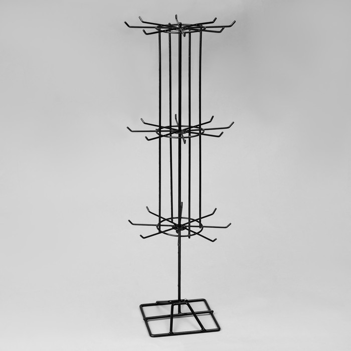 Вертушка, 3 яруса по 8 крючков, 20×20×61, цвет чёрный Вертушка, 3 яруса по 8 крючков, 20×20×61, цвет чёрный