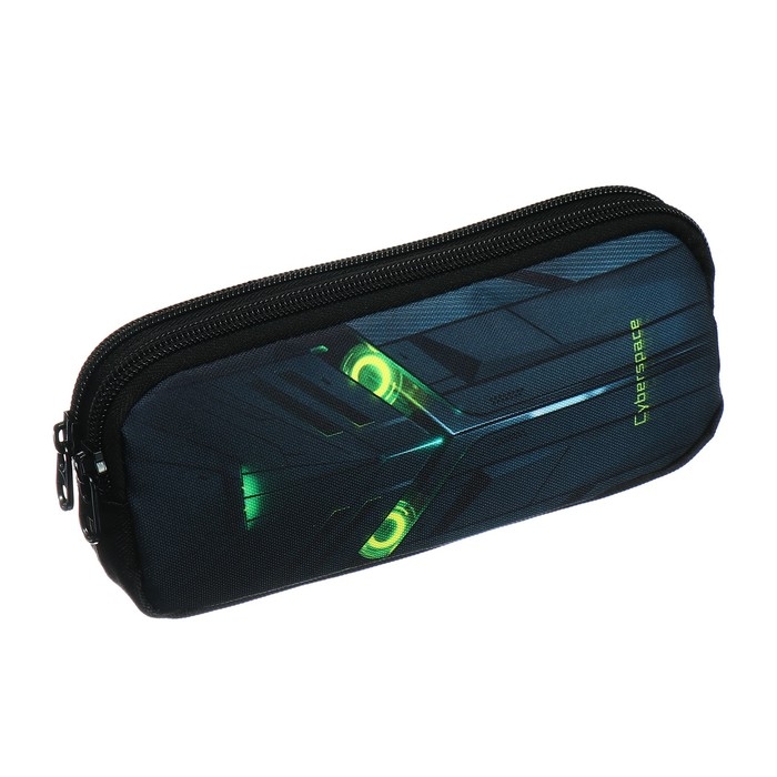 Пенал мягкий, 2 отделения, объёмный, 90 х 220 х 40 мм, Stavia Пенал мягкий, 2 отделения, объёмный, 90 х 220 х 40 мм, Stavia "Кибер" чёрный/зелёный 86210