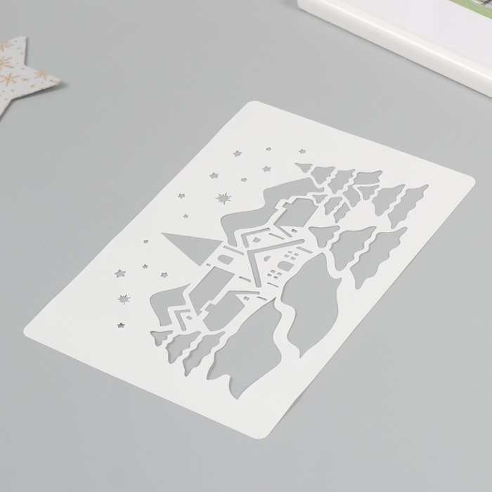 Трафарет пластиковый Трафарет пластиковый "Зимняя деревня", размер 16х24 см