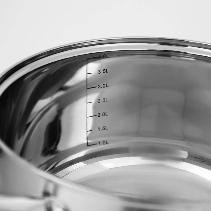 Набор посуды из нержавеющей стали Доляна «Гретте», 3 предмета: сотейник 1,5 л, d=16 см, кастрюли 2 л, 4 л, d=18 см, d=22 см, крышки