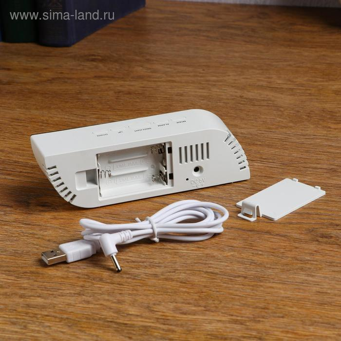 Часы -будильник электронные настольные с термометром, 15 х 5 см, USB Часы -будильник электронные настольные с термометром, 15 х 5 см, USB