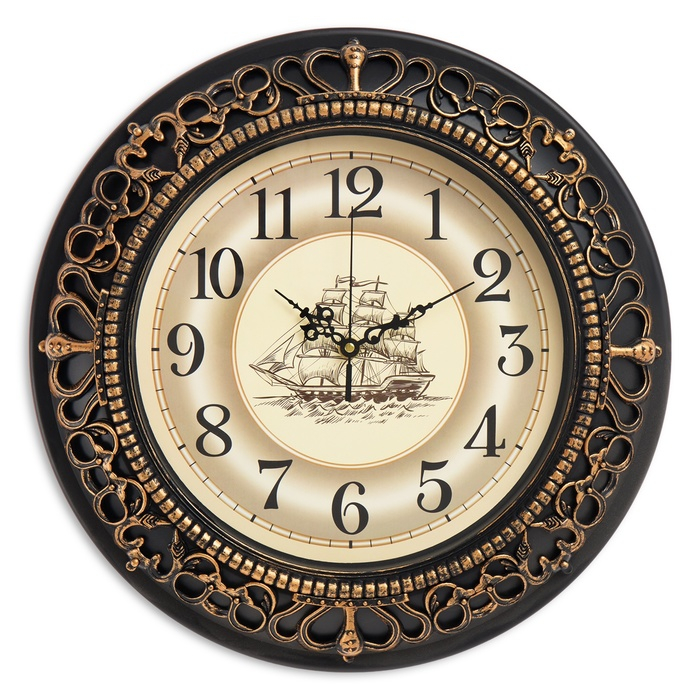 Часы настенные, серия: Интерьер,  Часы настенные, серия: Интерьер, "Фрегат", плавный ход, d-40 см