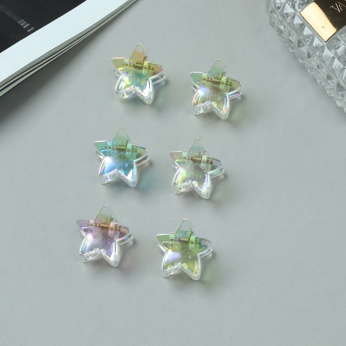 Краб для волос  Краб для волос "Аванти" (набор 6 шт) звезда, 2,4 см, прозрачный