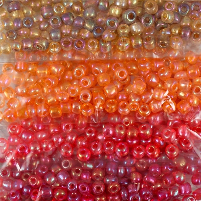 Бисер круглый 6/0  Бисер круглый 6/0 "Красно-жёлтый" перламутр 8 цветов х 10 гр 20х8 см