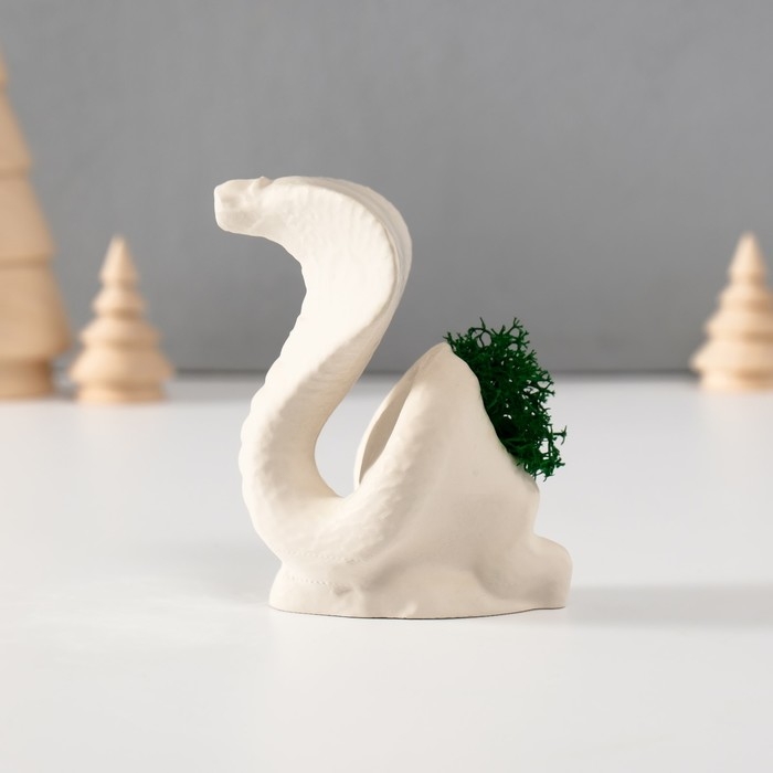 Сувенир  Сувенир "Кобра" со мхом белая 5х6,5х8 см (мох зелен стабил)