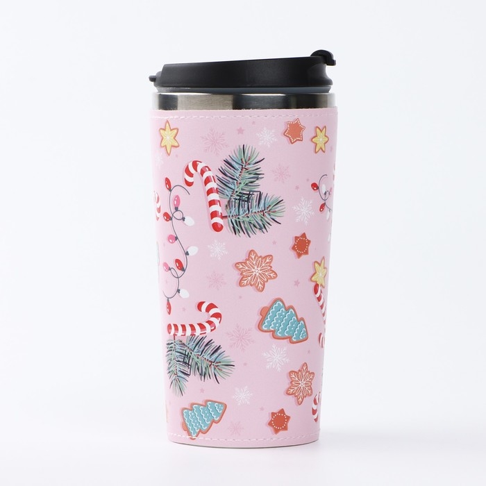 Термостакан в кожзаме  Термостакан в кожзаме "Вкусности", 450 мл