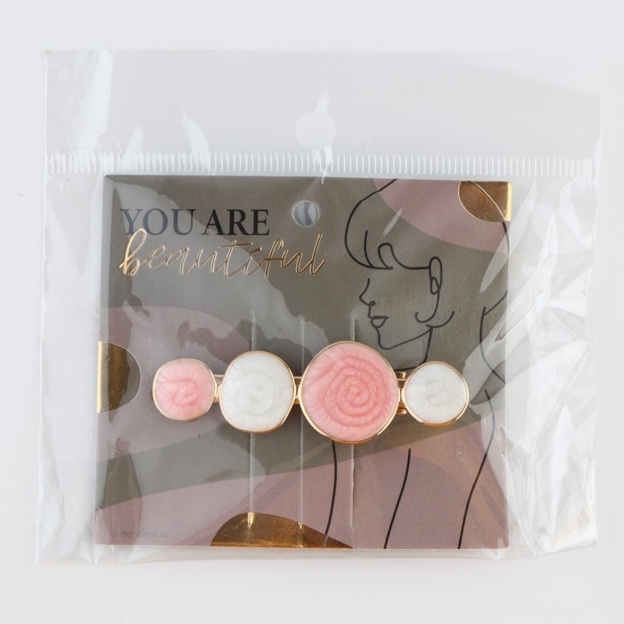Стильная заколка на подложке You are beautiful, 0.3 х 1.5 х 6.2 см Стильная заколка на подложке You are beautiful, 0.3 х 1.5 х 6.2 см
