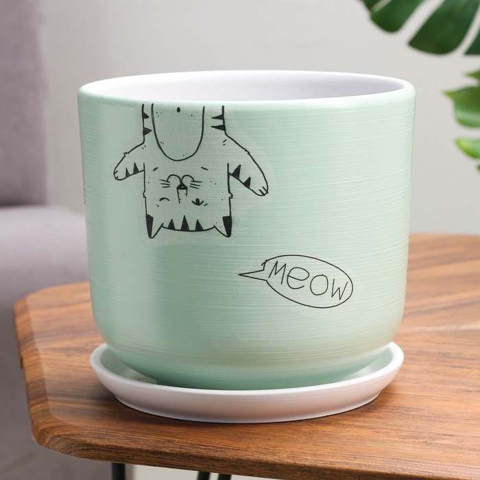 Горшок цветочный Горшок цветочный "Мяун", 5,4 л, микс