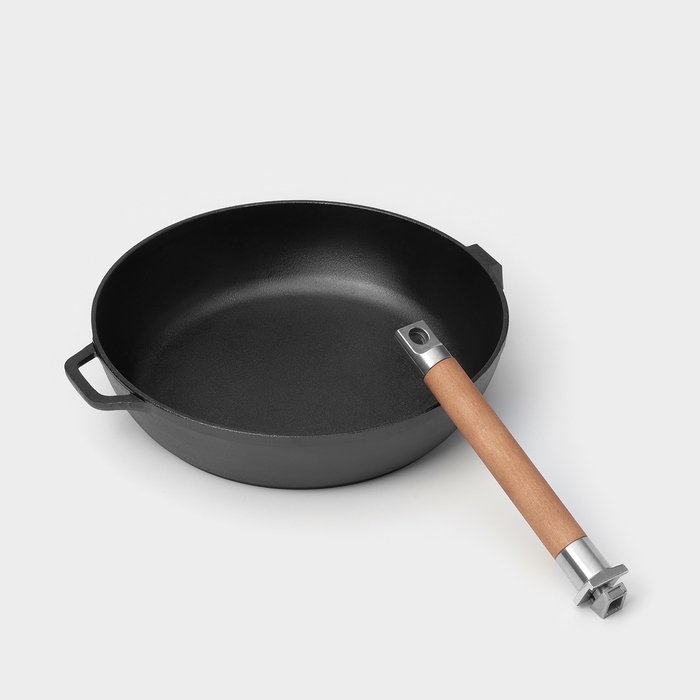 Сковорода чугунная высокая Wild Kitchen, d=28 см, h=9,8 см, съёмная ручка, индукция Сковорода чугунная высокая Wild Kitchen, d=28 см, h=9,8 см, съёмная ручка, индукция