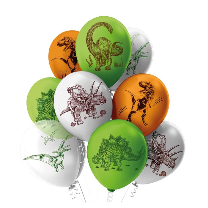 Шар латексный 12" &laquo;Динозавры&raquo;, пастель, 2-сторонний, набор 25 шт., МИКС