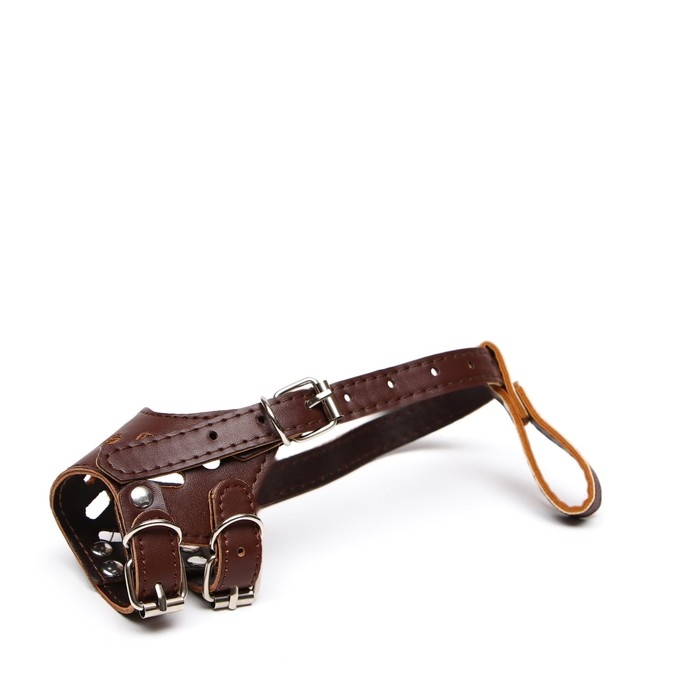 Намордник из прессованной кожи регулируемый, №1, ДН 4,5 см, ОМ 13-20 см, коричневый Намордник из прессованной кожи регулируемый, №1, ДН 4,5 см, ОМ 13-20 см, коричневый