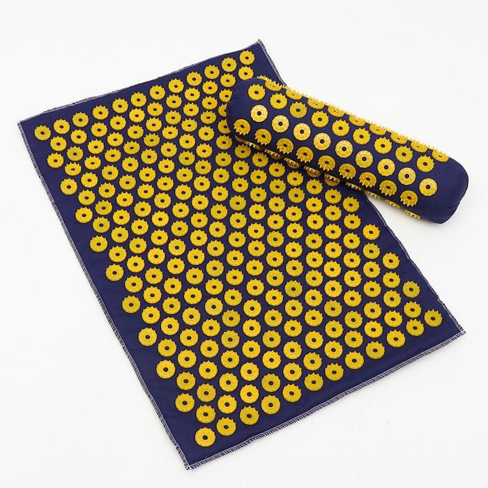 Комплект аппликаторов Azovmed: Комплект аппликаторов Azovmed: "Коврик" на мягкой подложке, 242 колючки, 41х60 см + «Валик», 90 колючек, 38х10 см, сине-жёлтый