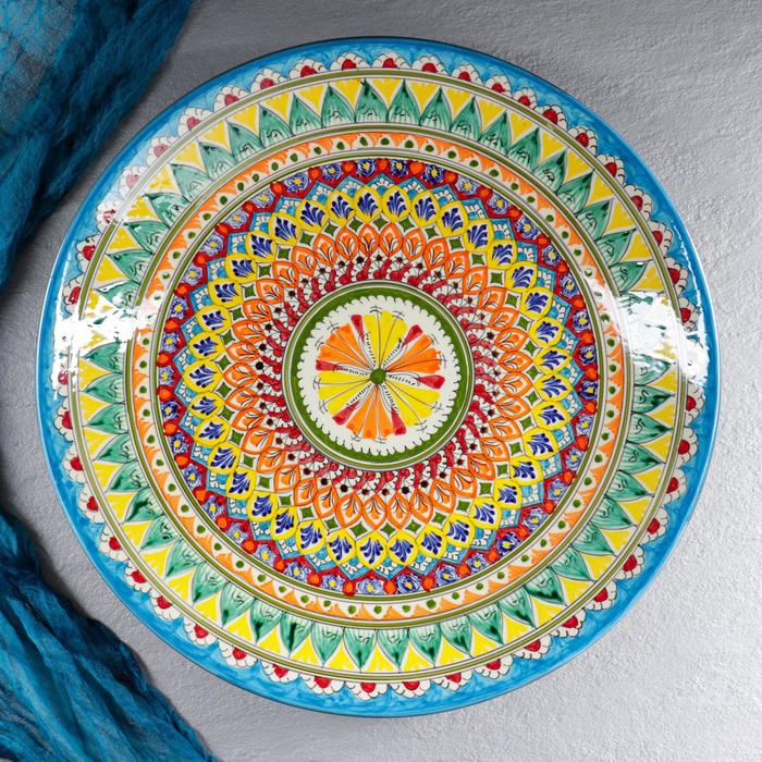 Ляган Риштанская Керамика "Узоры", жёлтый, 42 см