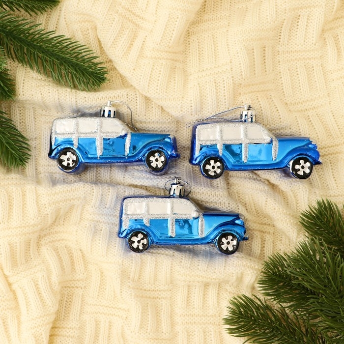 Набор украшений пластик 3 шт Набор украшений пластик 3 шт "Модельки" 9х3,5 см, синий