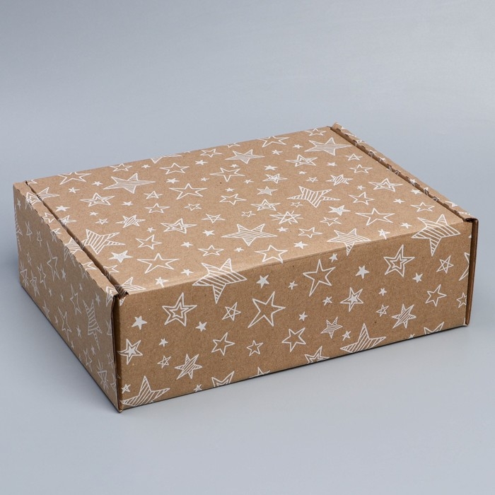 Коробка подарочная сборная, упаковка, «Звёзды», бурый, 27 х 21 х 9 см Коробка подарочная сборная, упаковка, «Звёзды», бурый, 27 х 21 х 9 см