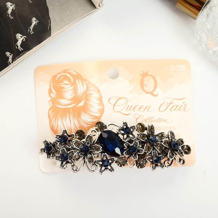 Заколка-автомат для волос Заколка-автомат для волос "Синий туман" цветочки, 9 см